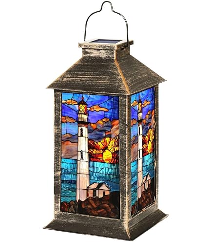 Amazon.com: Solar Lantern Vibrant Coral Pirate Ship Stained Glass