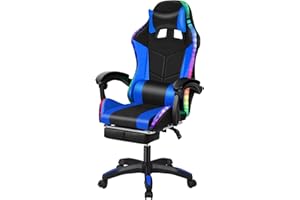 Gaming Chair with Speakers ＆ LED Lights, Ergonomic High Back with Massage Reclining Computer Chair with Footres,Height Adjust