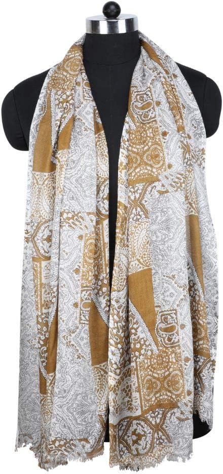 Cashmere CraftWomen's Printed Scarf (Ov-9_Mustard_Free Size)