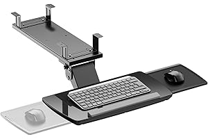 PrimeCables Keyboard Tray Under Desk, Adjustable Keyboard Tray with Mouse Platform, 18.3" W x 9.4" D (Only Tray) Black, Heavy