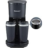 Elite Gourmet EHC116 Dual Drip Double Coffee Maker Brewer Includes Two 14 Oz Stainless Steel Interior Thermal Travel Mugs, Co