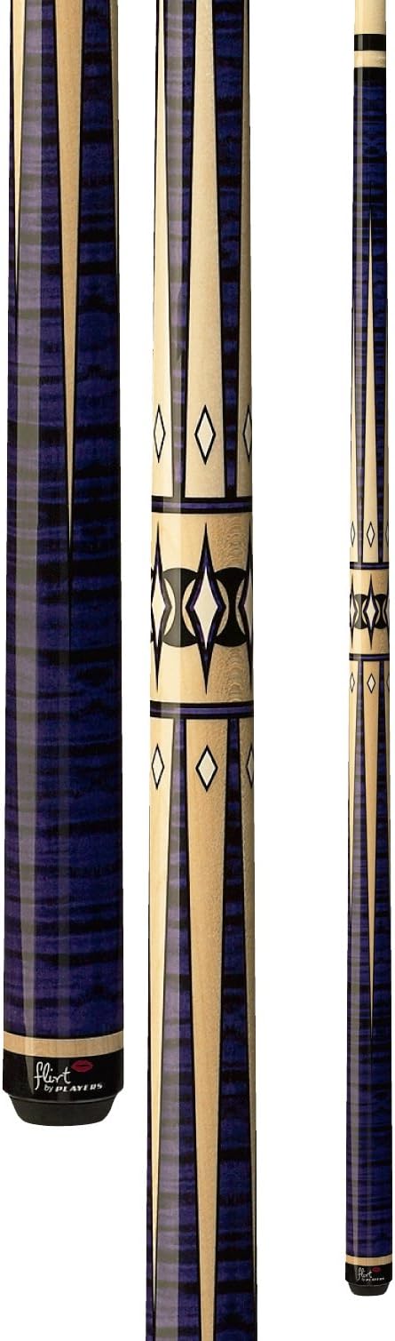Players Flirt F-2610 Graphic Maple/Purple Tiger-Stripe with Black and Cream Points Pool Cue