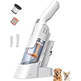 Aspiron Cordless Handheld Vacuum, 24KPA Powerful Car Vacuum, 2-Speed, 2 Charging Methods, Wireless Charger, Ergonomic Handle, Portable Rechargeable Vacuum Cleaner for Car, Home, Cream White