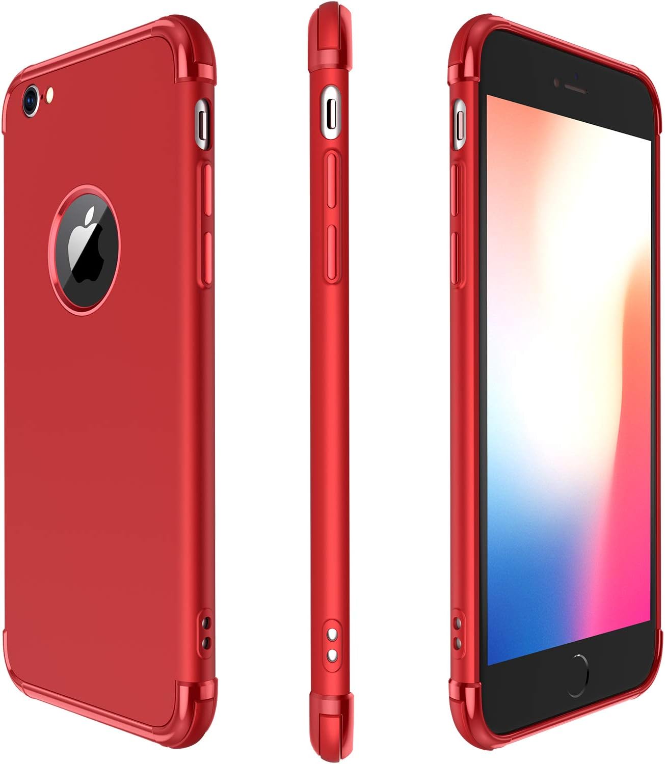 iPhone 6S Plus Case, Meifigno 3 in 1 Stylish Soft TPU Case [Shock Absorption] with Premium Air Bumper Protection [Compatible with Wireless Charging] for Apple iPhone 6 Plus/ 6S Plus Phone Case - Red