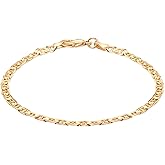 Barzel 18K Gold Plated Flat Mariner/Marina Link Chain Bracelet - Made In Brazil