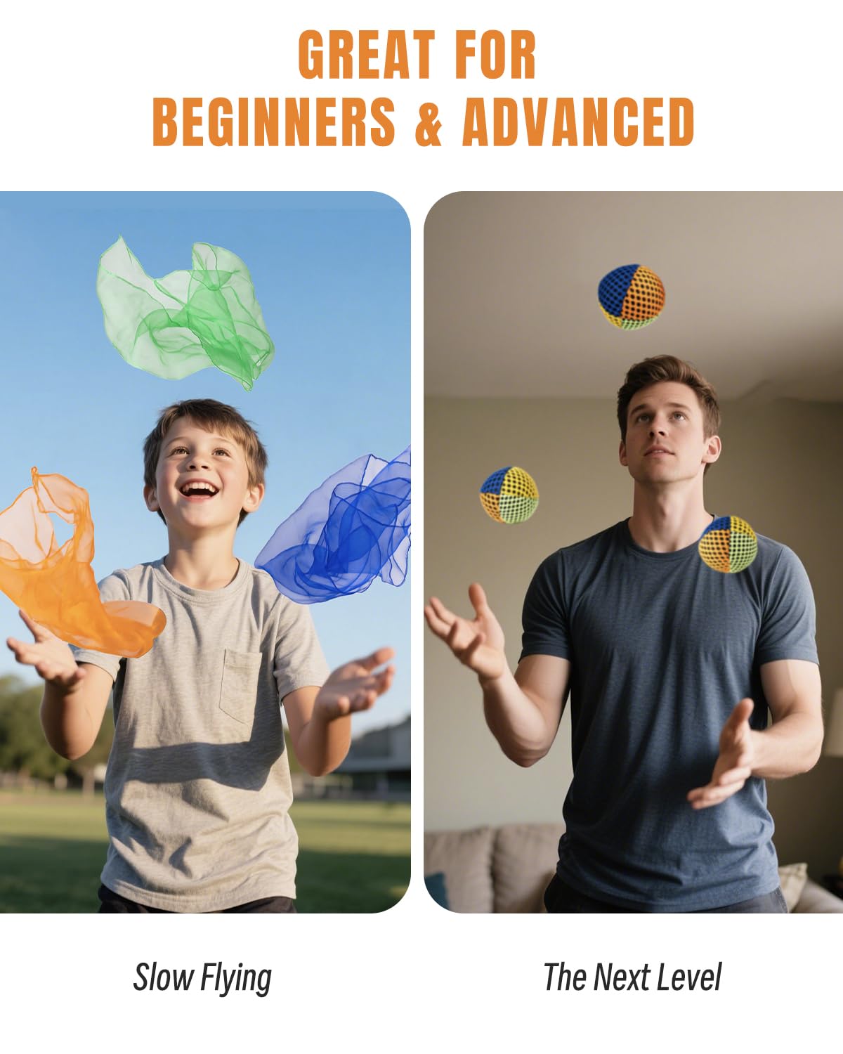 Juggling Starter Set of 3 Juggling Balls 3 Scarves 3 Rings Perfect for Developing Motor and Juggling Skills