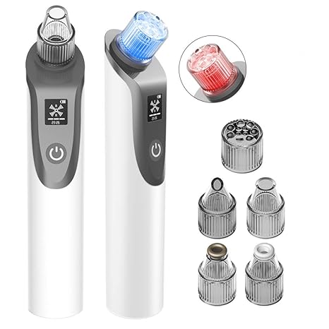 Mitesser Entferner, Anbber mitesserentferner 5 in 1 Elektrisch Vakuum Porenreiniger mit LED Display 5 Austauschbare Saugköpfe