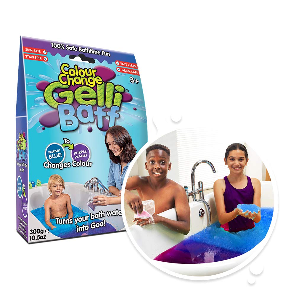ZIMPLI - Colour Changing Gelli Baff Blue to Purple, 1 Bath or 6 Play Uses, Magically turns water into Colour Changing Goo, Water Play, Certified Biodegradable