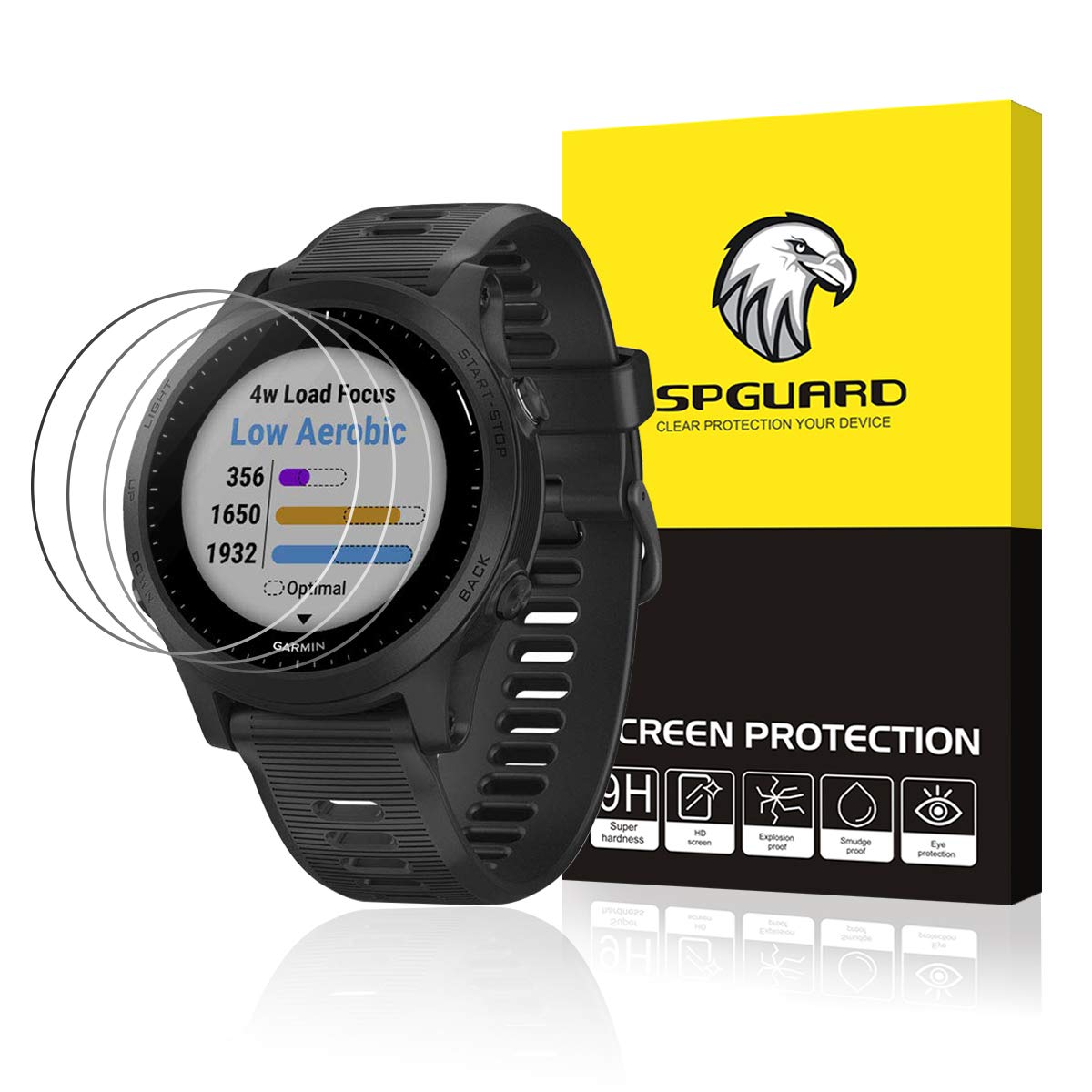 SPGUARD - Protector de Pantalla Compatible con Garmin Forerunner 945 [3 Unidades] antiburbujas para Garmin Forerunner 945 Smartwatch