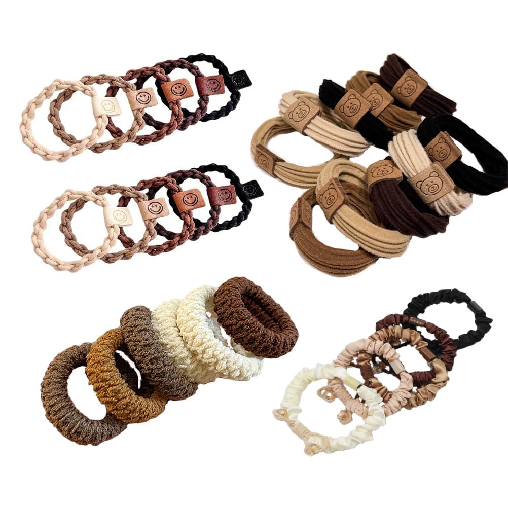 4styles (31PCS) Elasticity Hair Band Medium Hair Ties Ponytail Holder Kate Bosworth hair tie Chloe Moretz hair ties No Crease Damage