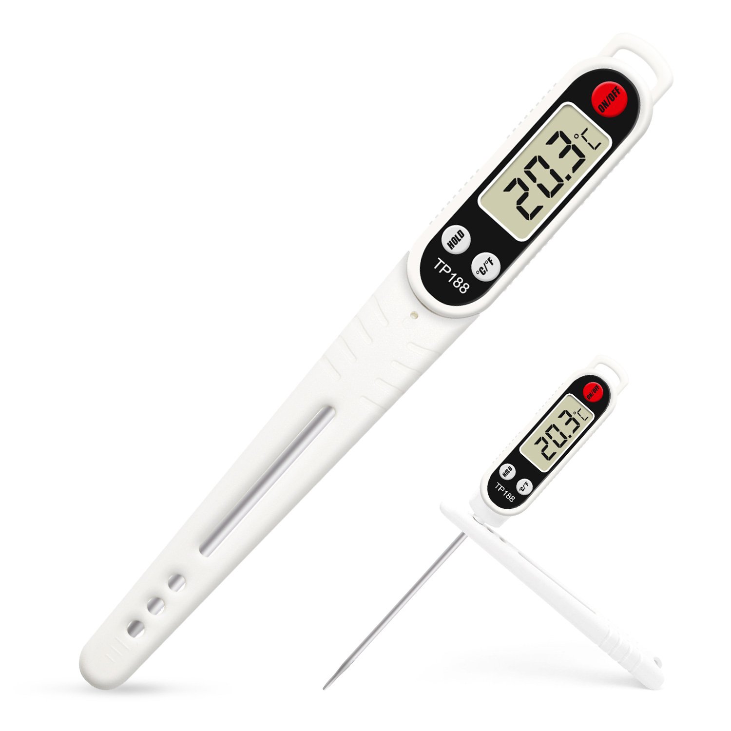 Amteker Fast Digital Meat Thermometer, Electronic Cooking Instant Read and Food Thermometer for Kitchen, BBQ, Poultry, Cooking, Baking (Battery Included)