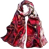 Smi&Love Women's Mulberry Silk Scarf Floral Print Satin Long Scarf Wrap Shawl (Hsly01), 170cm*53cm