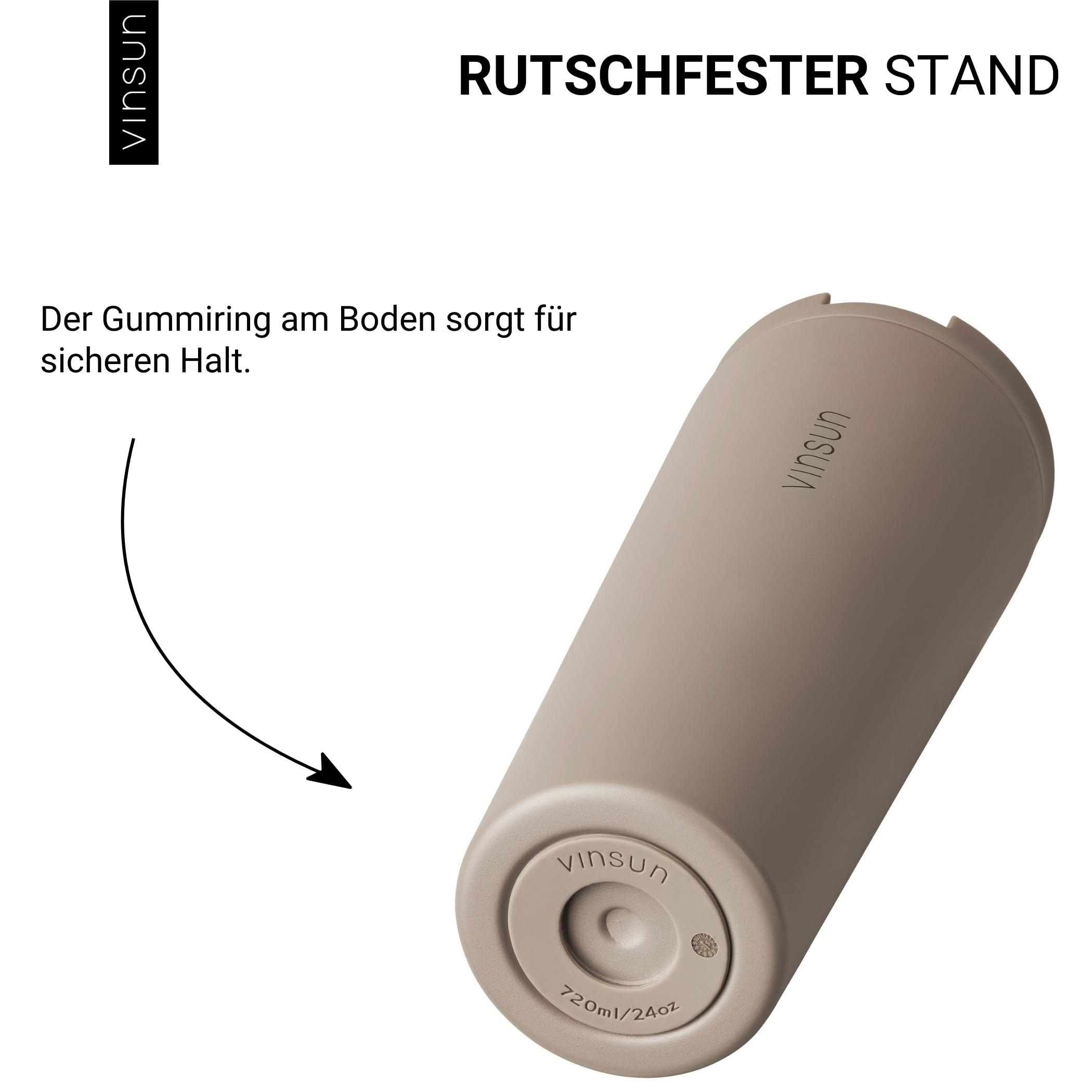 VINSUN Thermobecher mit Strohhalm 720ml - Edelstahl, auslaufsicher, doppelwandig isoliert - Heiß & Kaltgetränke - Kaffee Trinkbecher mit zwei Deckeln für Reisen, Uni 8