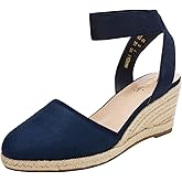 DREAM PAIRS Women's Elastic Ankle Strap Espadrilles Wedge Sandals