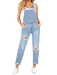 luvamia Women's Casual Stretch Adjustable Denim Bib
