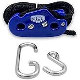 Tie Boss - 3/8 Inch, Heavy Duty, (300 lbs Working Load Limit), Weather Resistant, Tie Down, Rope Tightening System, (w/15 ft Rope) - Blue (Blue)