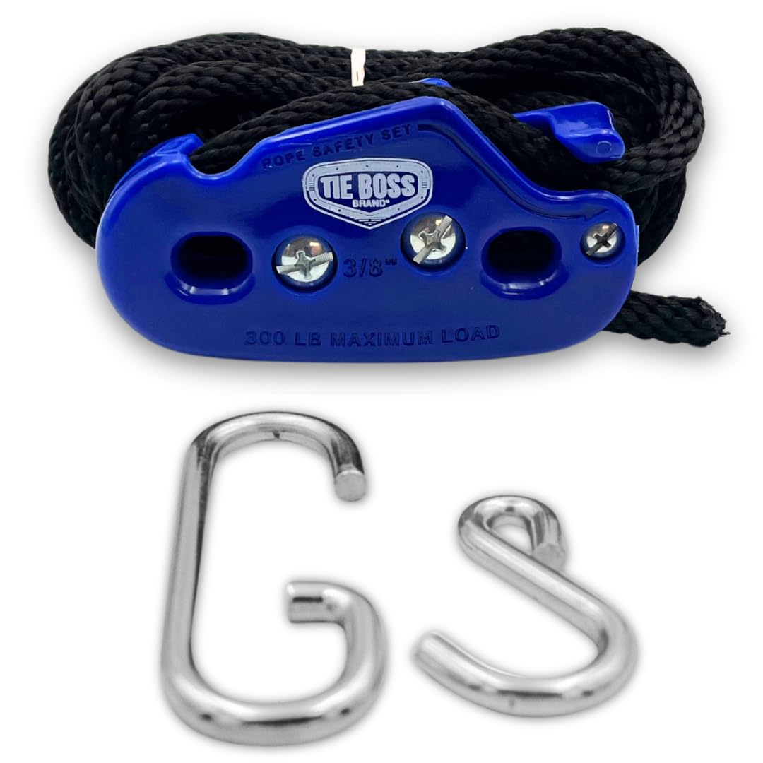 Tie Boss - 3/8 Inch Heavy Duty Self-Locking Tie Down System, 300lbs, Blue