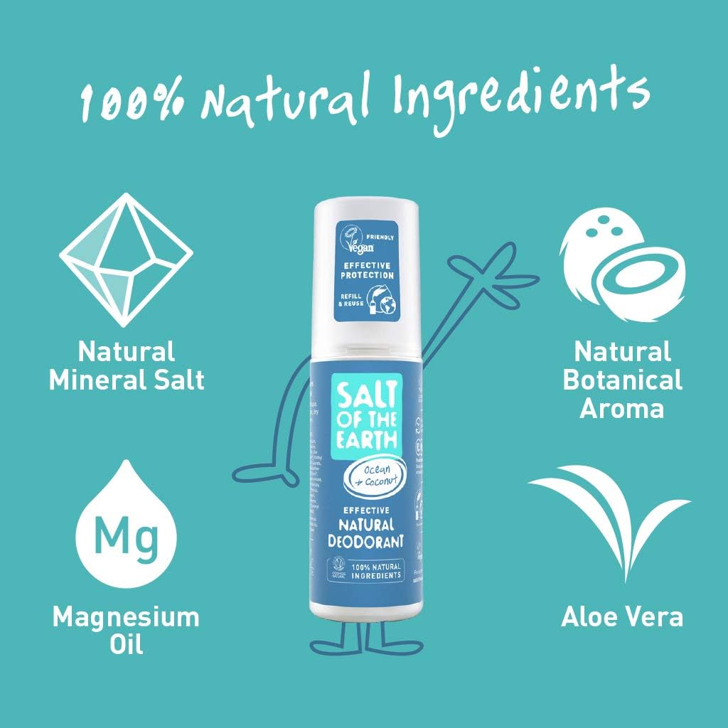 Salt of the Earth, Refillable Natural Deodorant Spray, 100% Natural Origin Ingredients, Vegan, Long Lasting Protection - Image 5