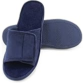 Magtoe Adjustable House Slippers for Men Soft Open Toe Breathable Indoor Slip on Mens Slides Sandals with Memory Foam for Home Bedroom,All Seasons