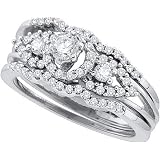 Dazzlingrock Collection 18K White Gold 3 Stone Engagement Ring - 5mm Center Gemstone With Diamonds And Sapphires