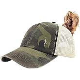 KKMKSHHG Ponytail Hat for Womens, Adjustable Vintage Trucker Washed Denim Dad Baseball Cap