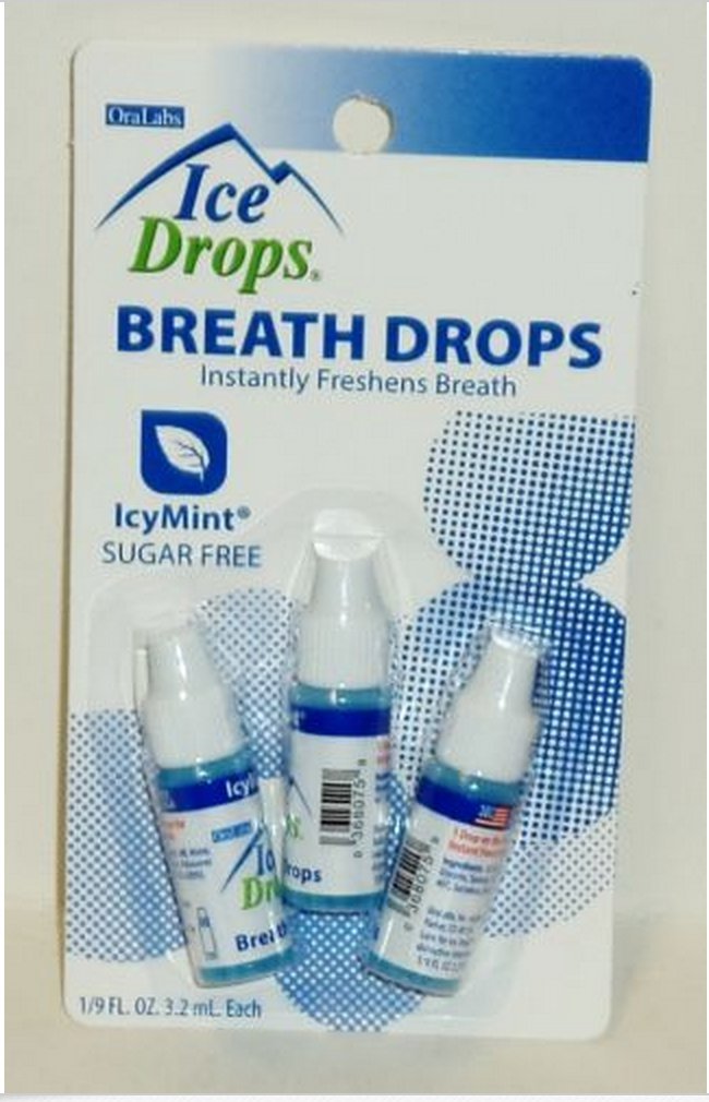 Ice Drops IcyMint Breath Drops Liquid Breath Mint, 3.2 ml,(OraLabs