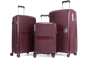 GinzaTravel PP material 3-piece luggage-set, expandable, lightweight hard luggage with spinner wheels & TSA lock, stylish luggage set…