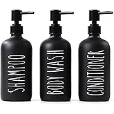 HOMCDALY Shampoo and Conditioner Dispenser Set of 3, 21oz Shower Soap Bottles with Pump, Refillable Shampoo Conditioner Body Wash Dispenser, Bathroom Shower Shampoo Bottles, shampoo container(P-Black)