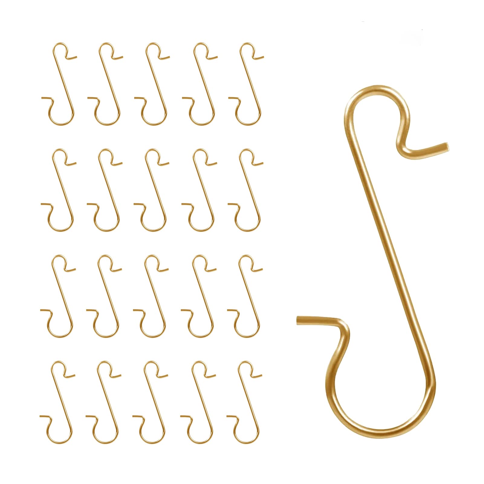 HERZWILD 120pcs Bauble Hooks, Christmas Tree Hooks, Ornament Hooks, Bauble Hangers - S Shape (Gold/C)