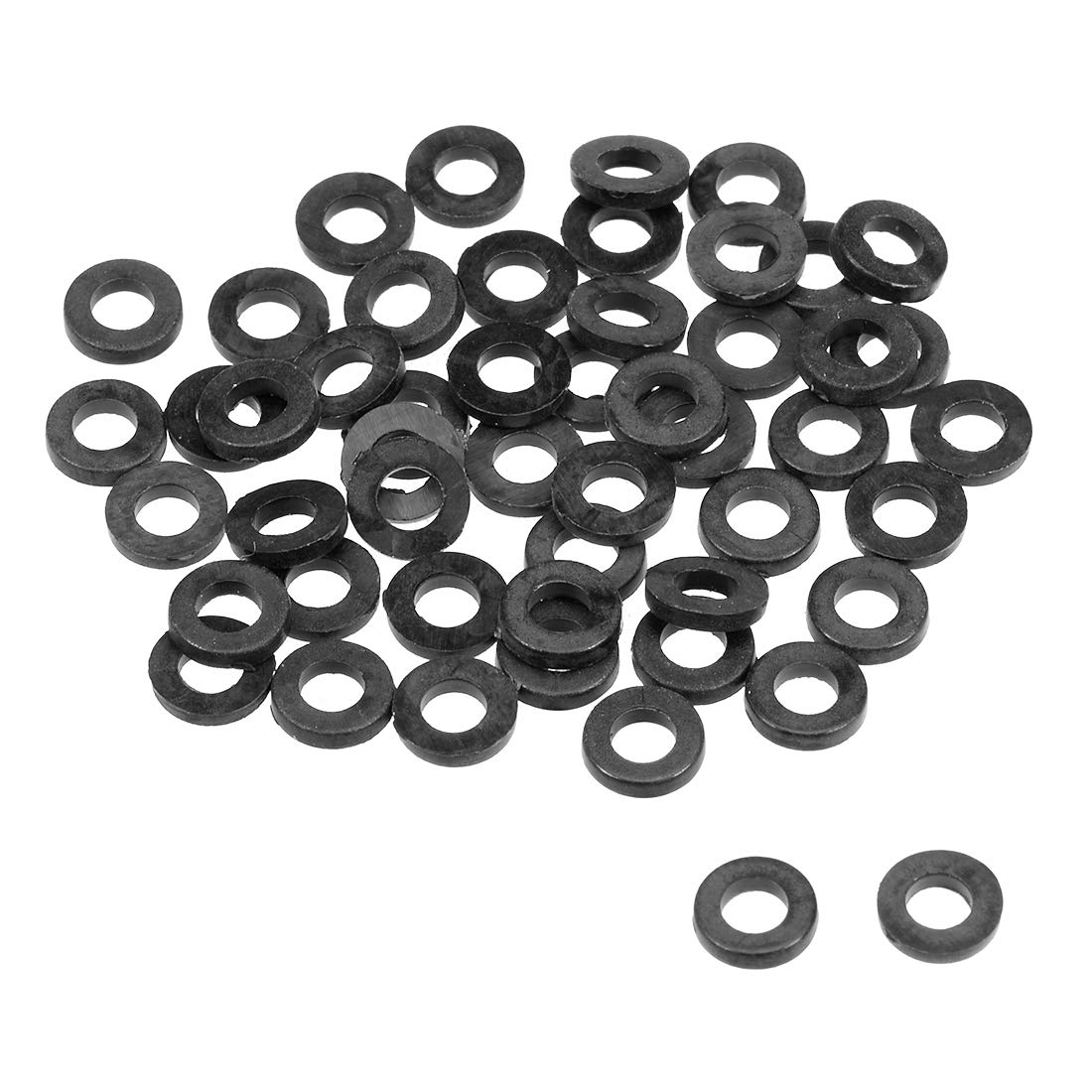 uxcell Nylon Flat Washers 5mm OD 2.5mm ID 1mm Thickness for Faucet Pipe Water Hose, Pack of 50