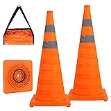 2 Pack Safety Cones 28 Inch Collapsible Orange