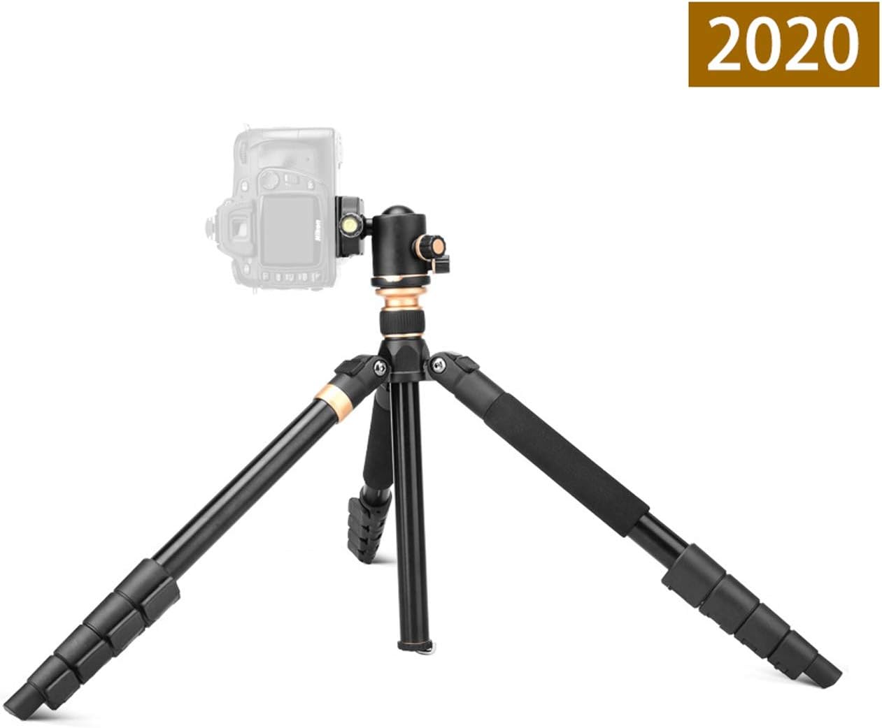 LLluckyHW Lightweight Compact Tripod Video Tripod System Quality Camcorder Tripod Plate and Ball Head Included Panoramic Shooting Enhanced Twist Lock 1/4 and 3/8 inch Quick Shoe Plate (Color : Black)