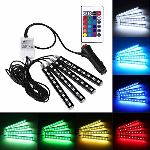 Chezaa LED Car Lights,9LED Remote Control Car Interior Floor Atmosphere Light Strip (Multicolor) - Thumbnail 5