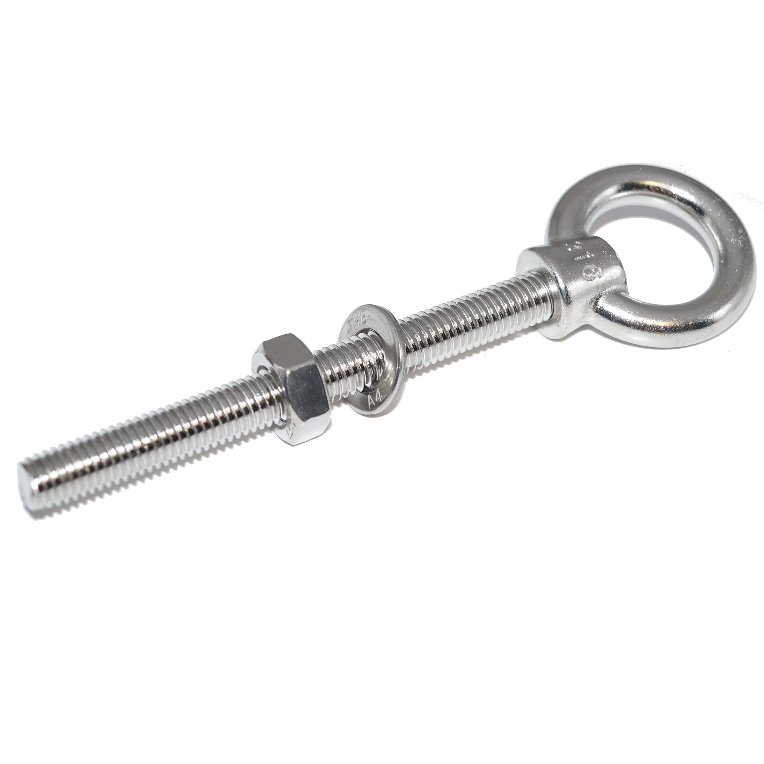 Eye Bolt M6X60 Stainless Steel A4 Pack of 10 - Ring Bolts with Metric Thread, Washer and Nut - Eye Bolt/Eye Bolt - NIRO, Nirosta, AISI 316