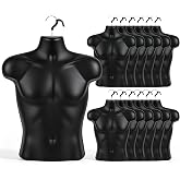 Lallisa 3 Pack Male Mannequin Torso with Hanging Hook for Display, Black | Half Male Dress Form Mannequin Body, Rounded Waist Hollow Back, Suit Shows Photo Design Sewing T-shirt Clothes Retail Display