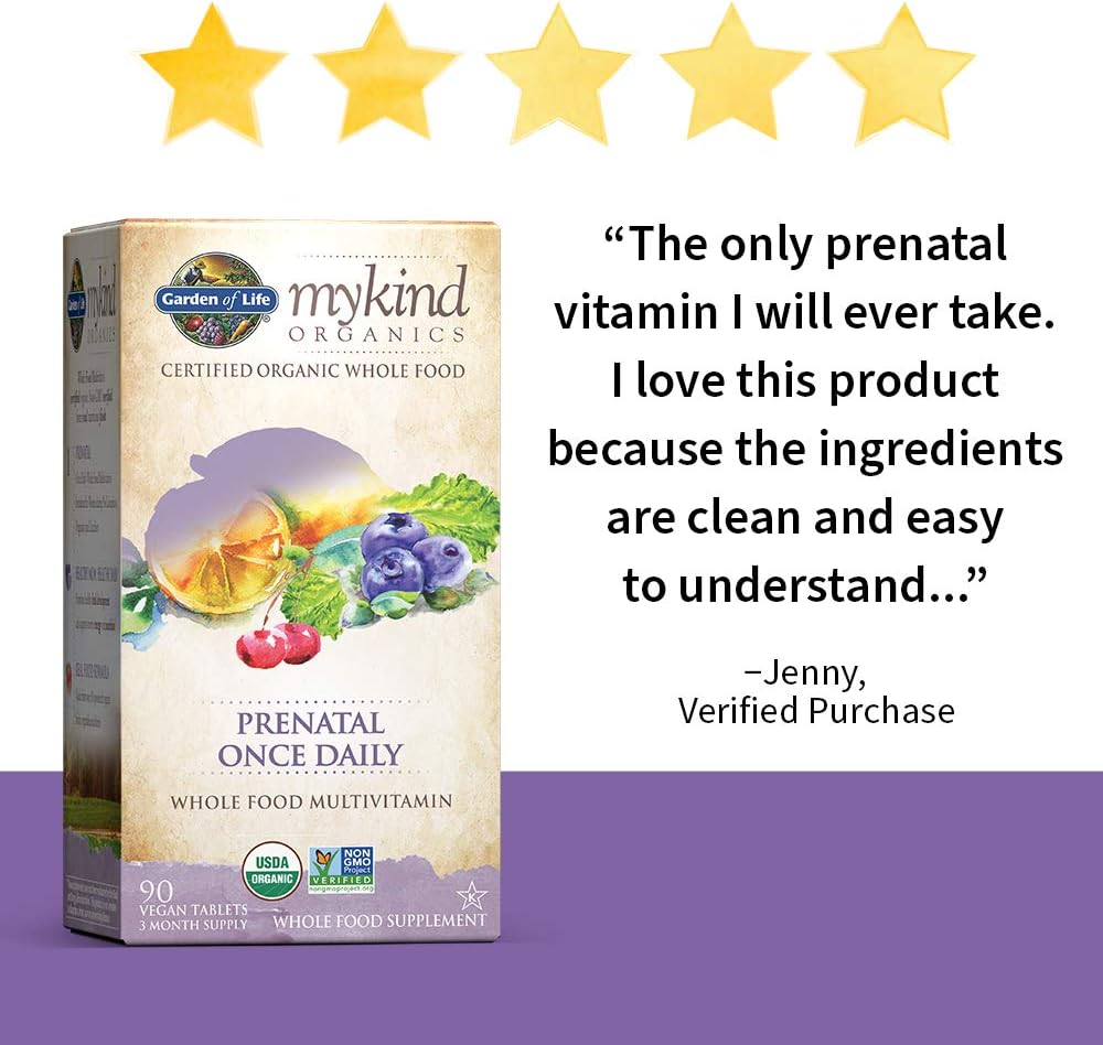 Garden of Life Mykind Organics Prenatal Daily Whole Food Vitamins Tablets for Women, Fruit, 90 Count (Pack of 1): Health & Personal Care