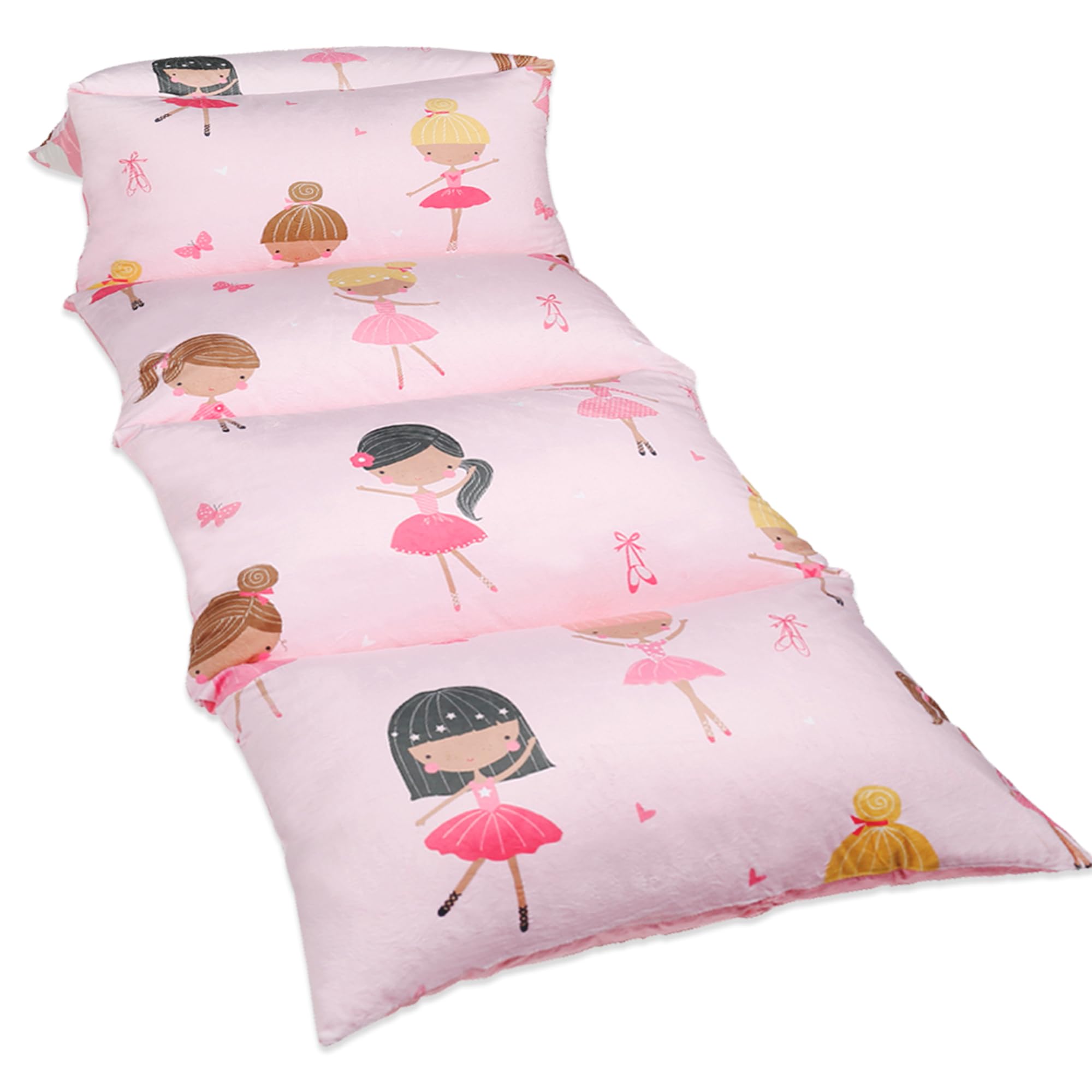 Photo 1 of Butterfly Craze Futon Floor Bed Lounger Cover - Queen Size Pink Ballerina - Machine Washable Pillow Case for Reading & TV - Fits 5 Standard Pillows for Cozy Cushions & Sleeping Pad
