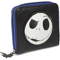 Amazon Com Buckle Down Disney Wallet Square Zip Around Nightmare Before Christmas Jack Skelllington Black Vegan Leather 4 5 X 4 0 Clothing Shoes Jewelry