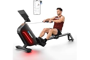 MERACH Rowing Machines for Home, Powerful Electromagnetic Row Machine with 51.2" Extended Rail, 16-Level Handle Resistance Adjustment Rower, 350 LBS Load Capacity, Ergonomic Comfort Seat, Easy Storage