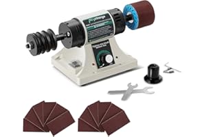 Flyrivergo Leather Burnishing Machine with 12pcs Sanding Sleeves Adjustable Speed Burnisher Leather Edge Polishing Grinding K