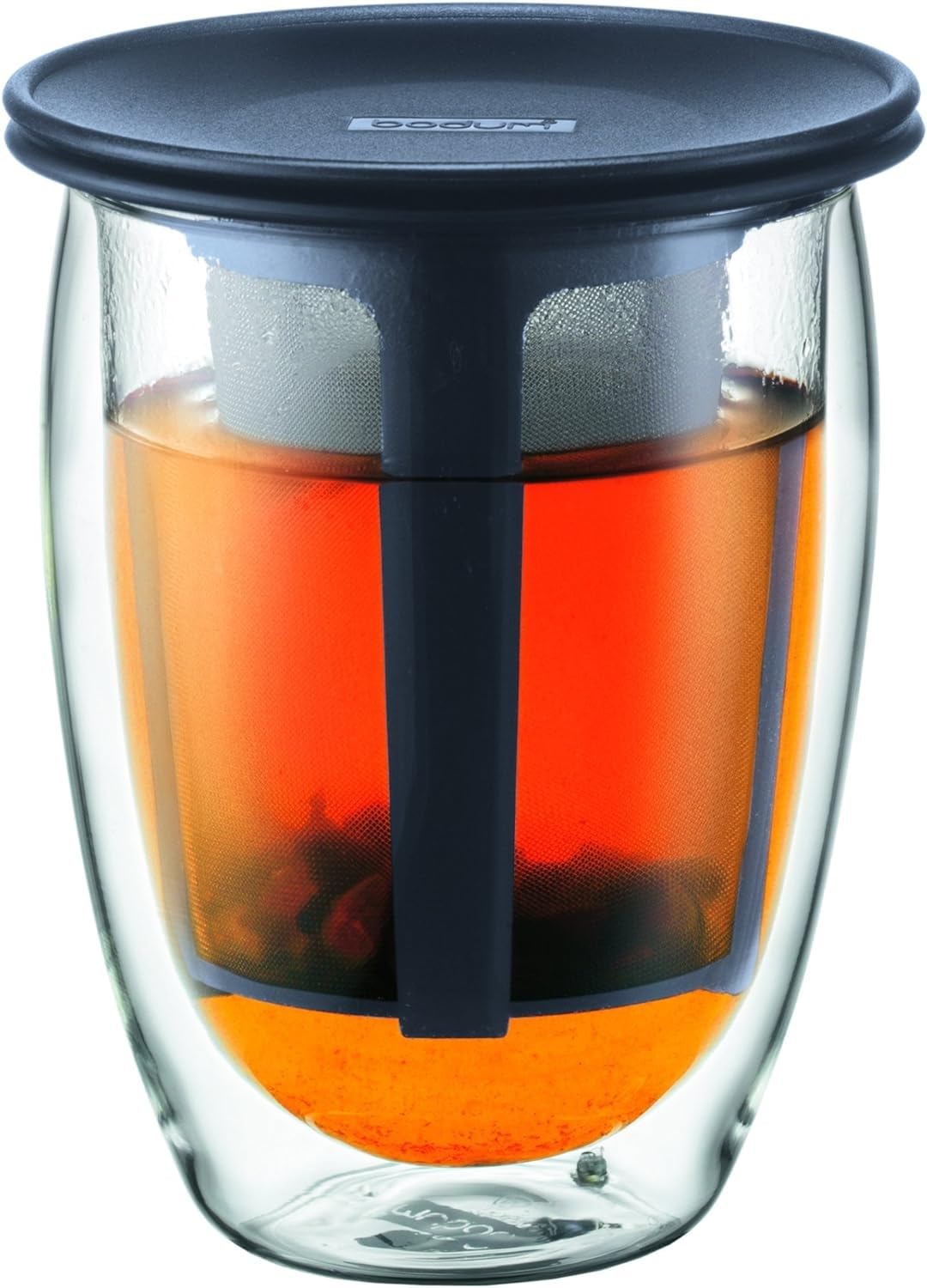 Bodum Double Walled Glass with Tee Infuser - 450ml Cup & Strainer - Dishwasher Safe Thermal Cup - Mouth-Blown Borosilicate Glass
