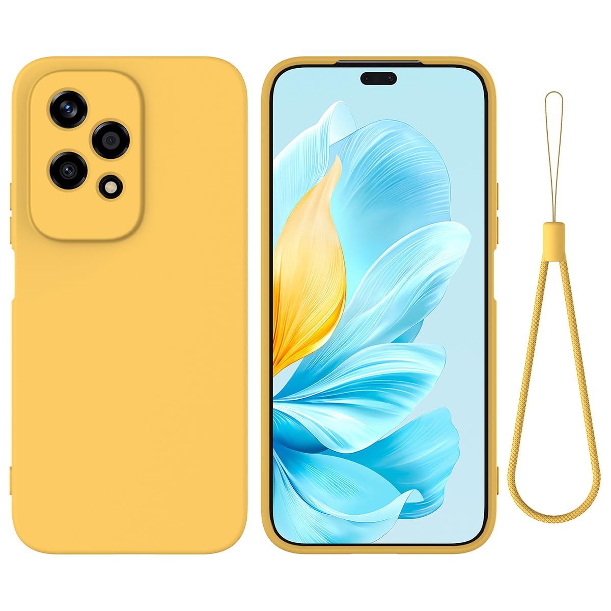 SHIEID Silicone Case for Honor 200 Lite Case,Liquid Silicone Gel TPU Case,Silky-soft touch Full-Body Protective Case,with Suitable for Honor 200 Lite Shockproof cover-Yellow