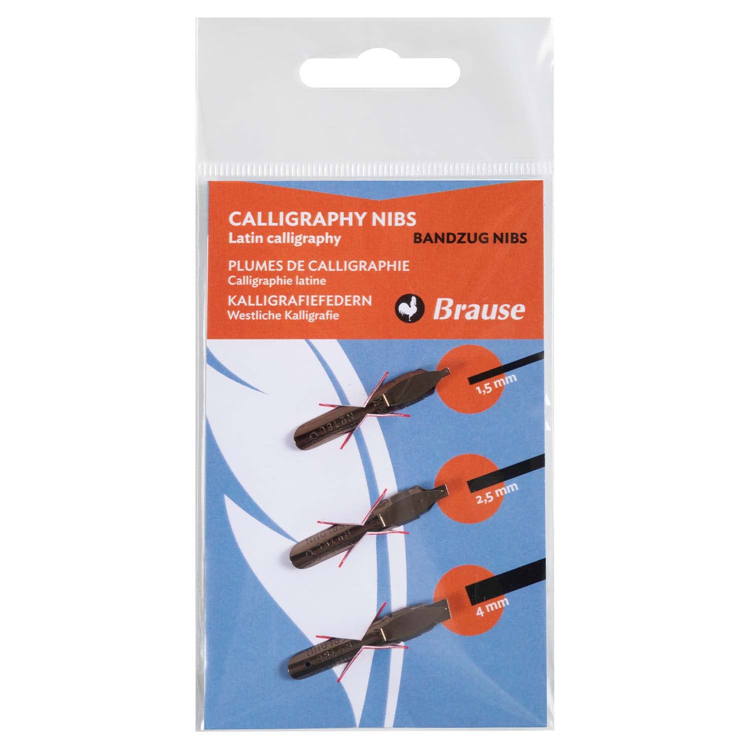 Brause 16500B - Bag of 3 - Bandzug calligraphy nibs - (1.5 mm, 2.5 mm and 4 mm) - Calligraphy - Writing - Creative Tools - Lettering - Arts and Crafts — image 1