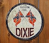 Dixie Gas - Weathered Round Metal Tin Sign