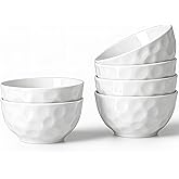 HOMBENE Porcelain Soup Bowls, 4.5 Inch Ice Cream Bowl, Kitchen Bowl Set, Fruit Bowls, Microwave and Dishwasher Safe, Set of 6