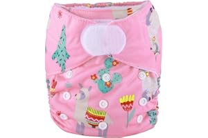 SIGZAGOR Baby Pocket Cloth Diaper Nappy Hook and Loop (Pink Alpacas)