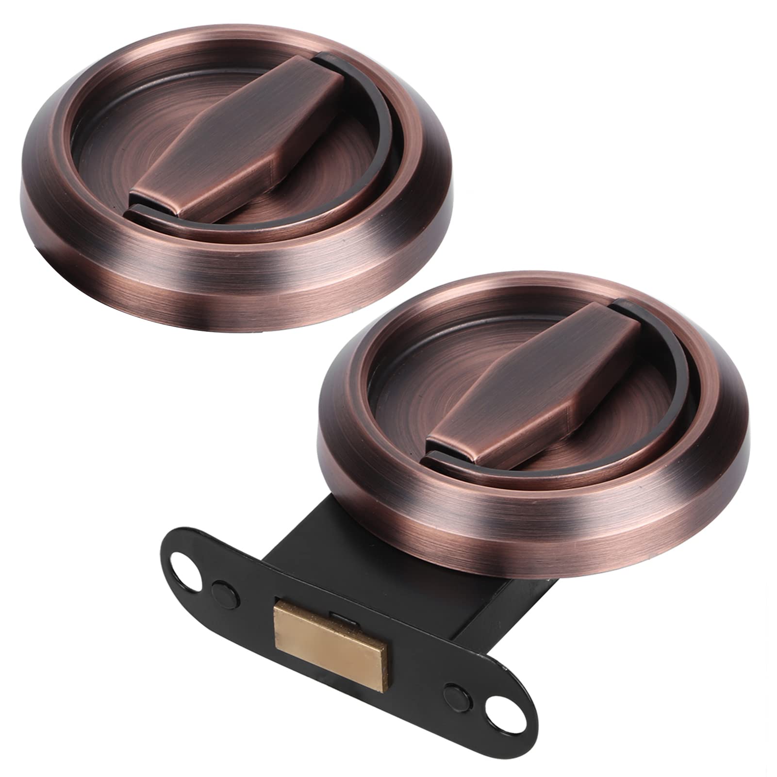 cyrank Storefront Door Mortise Lock Double Keyed Deadbolt Lock, Thumb Turn Locks Double Sided Stainless Steel Ring Handle Door Locks(red Bronze)