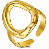 Dr's gift Chunky Gold Rings for Women Stainless Steel Stackable Statement Jewelry 14K Gold Plated Geometric Ring Minimalist Jewelry Gift