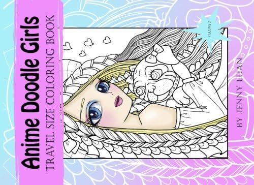 Anime Doodle Girls: Travel size coloring book: Volume 2