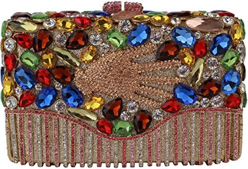 Yilongsheng Women Full Rhinestones Clutch Handbags For Party Wedding L-4013(Multicolor 01)